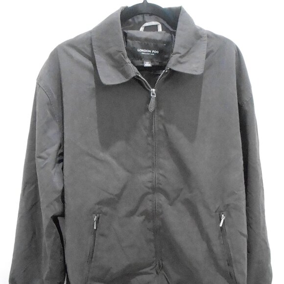 Men's Black London Fog Zip Front Golf Jacket Windbreaker-Size-LT-NWT - Picture 1 of 9